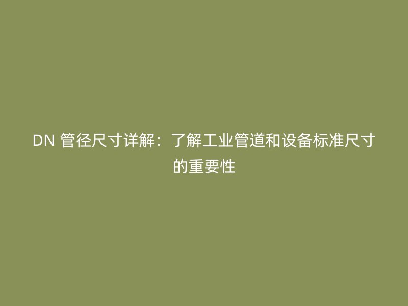 DN 管徑尺寸詳解：了解工業(yè)管道和設(shè)備標準尺寸的重要性