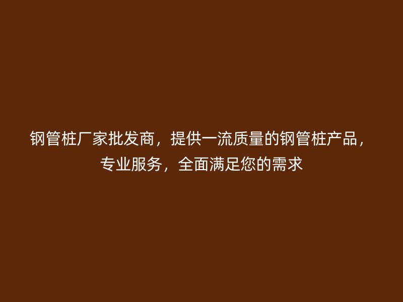 鋼管樁廠家批發(fā)商，提供一流質(zhì)量的鋼管樁產(chǎn)品，專業(yè)服務(wù)，全面滿足您的需求