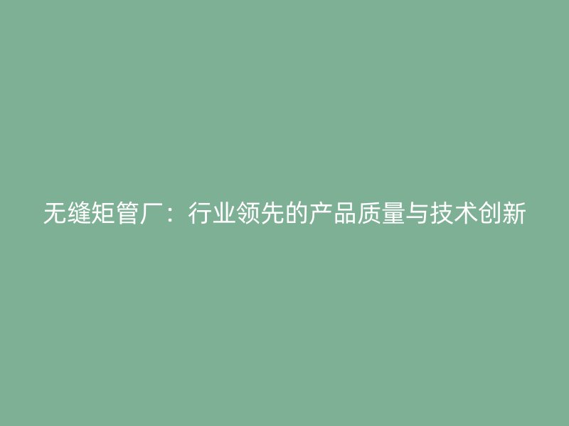 無縫矩管廠：行業(yè)領(lǐng)先的產(chǎn)品質(zhì)量與技術(shù)創(chuàng)新