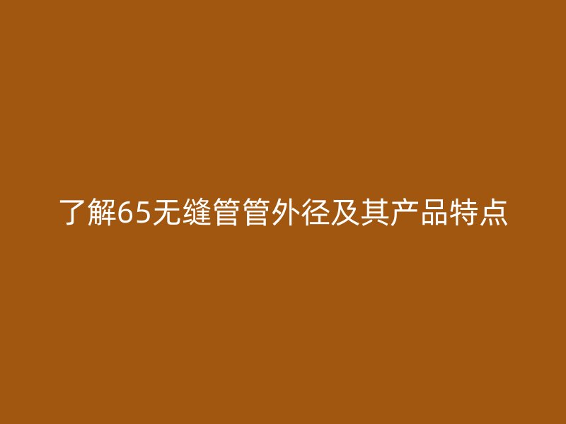 了解65無縫管管外徑及其產(chǎn)品特點