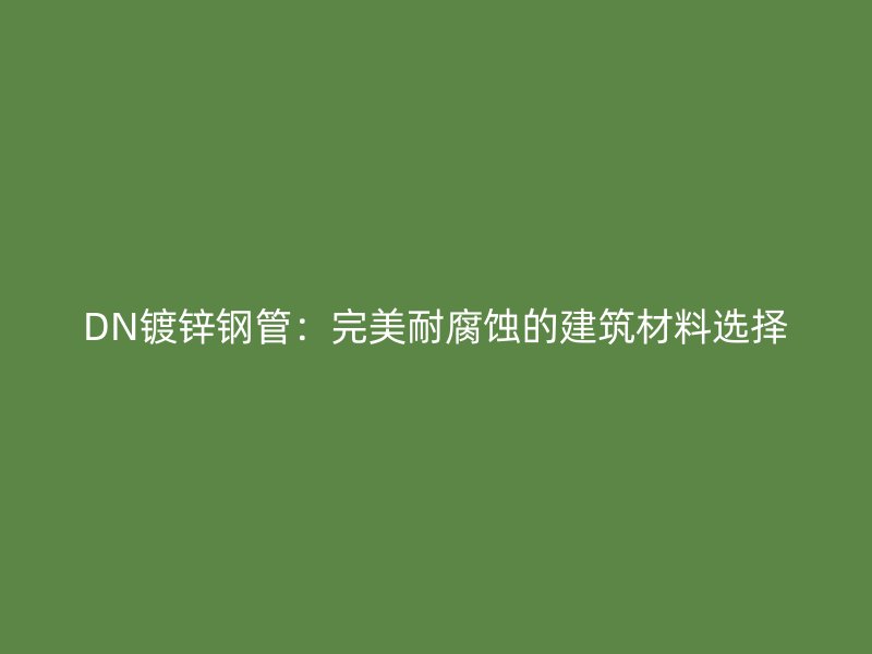 DN鍍鋅鋼管：完美耐腐蝕的建筑材料選擇