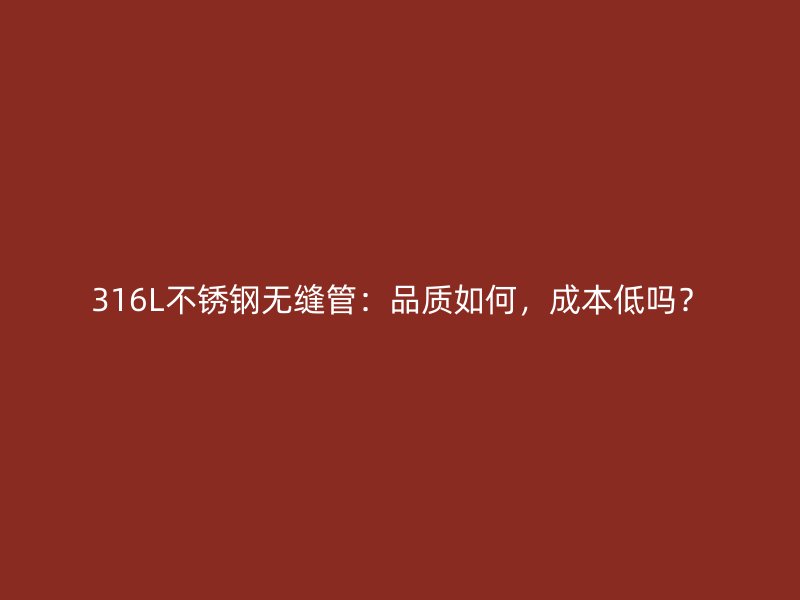 316L不銹鋼無縫管：品質如何，成本低嗎？