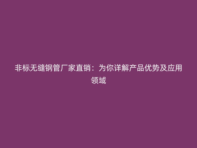 非標無縫鋼管廠家直銷：為你詳解產(chǎn)品優(yōu)勢及應用領域