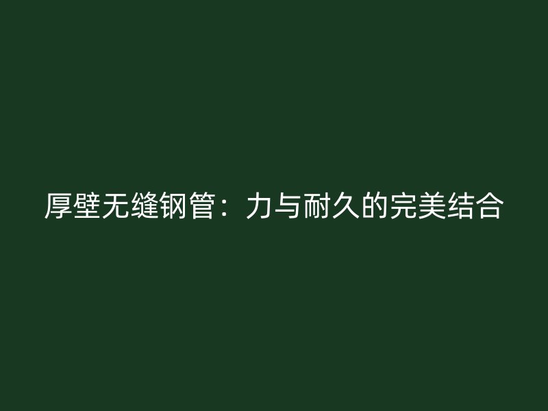 厚壁無(wú)縫鋼管：力與耐久的完美結(jié)合