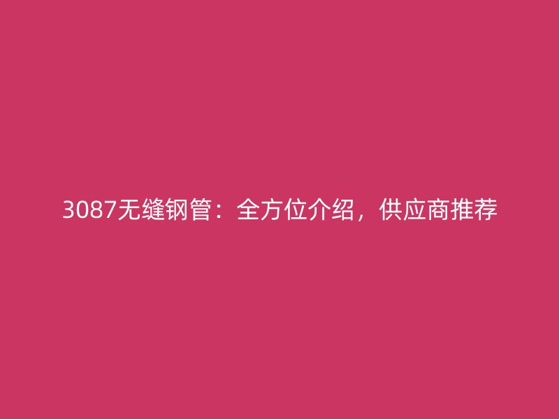 3087無縫鋼管：全方位介紹，供應(yīng)商推薦