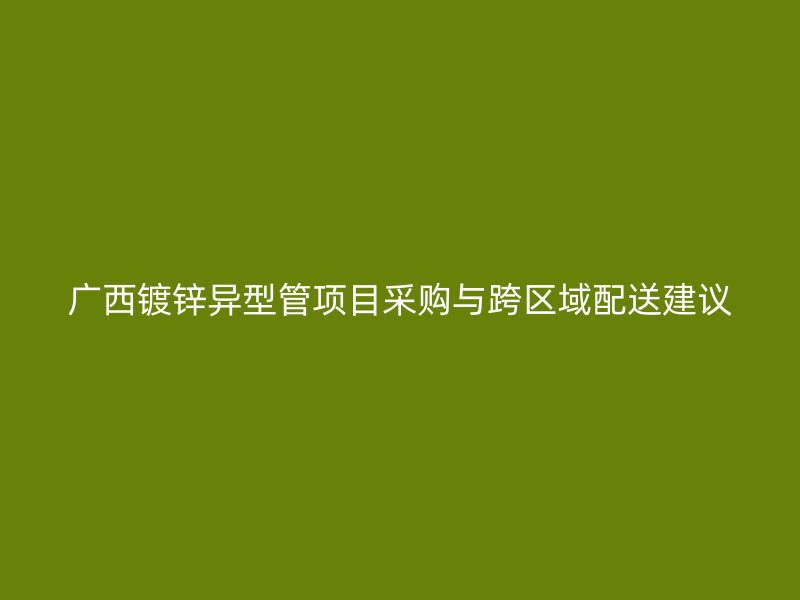 廣西鍍鋅異型管項(xiàng)目采購與跨區(qū)域配送建議