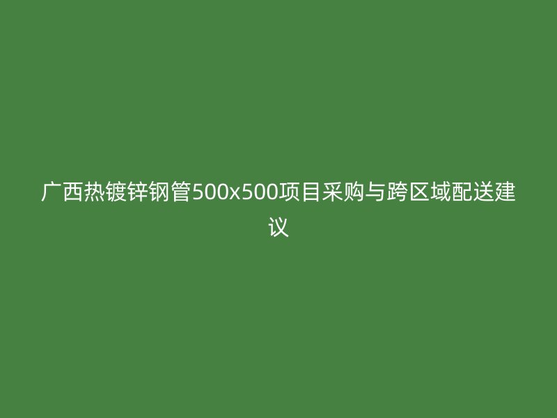 廣西熱鍍鋅鋼管500x500項目采購與跨區(qū)域配送建議