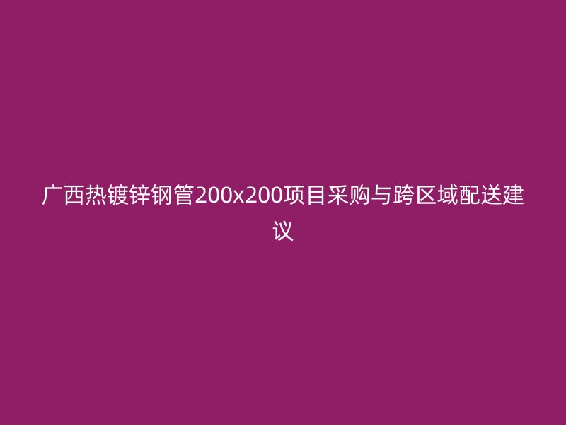 廣西熱鍍鋅鋼管200x200項(xiàng)目采購(gòu)與跨區(qū)域配送建議