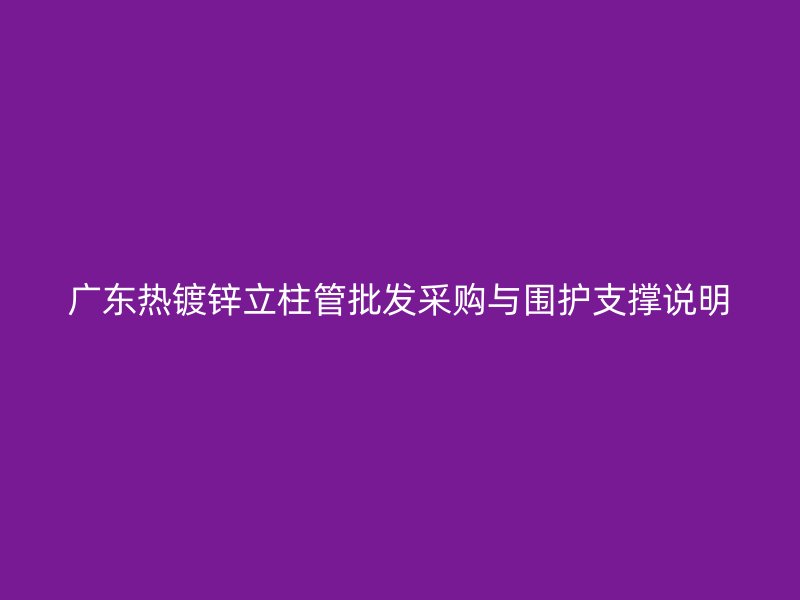 廣東熱鍍鋅立柱管批發(fā)采購與圍護(hù)支撐說明