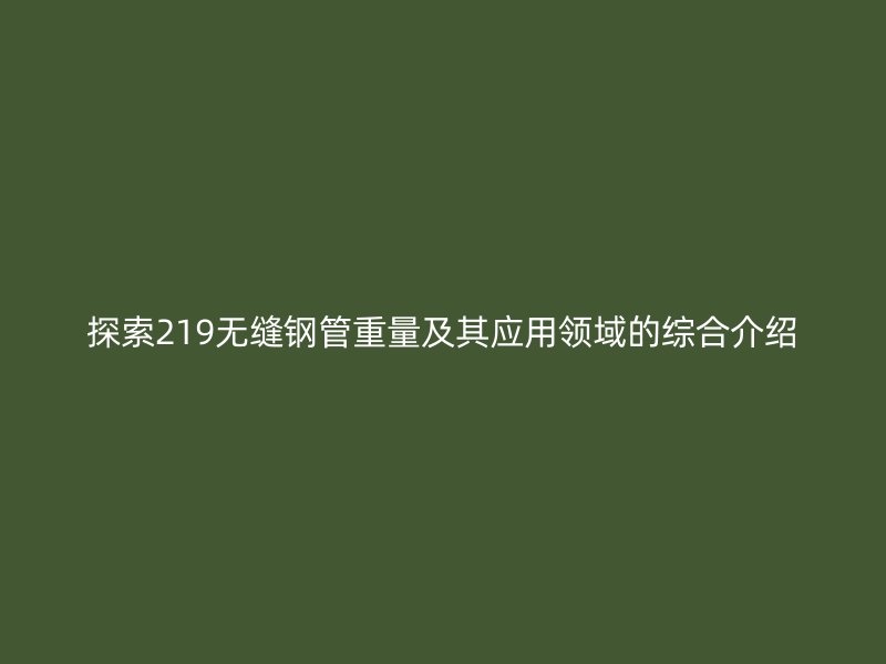 探索219無縫鋼管重量及其應用領域的綜合介紹