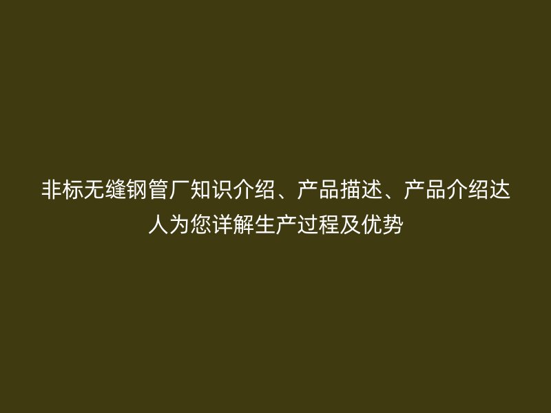 非標(biāo)無(wú)縫鋼管廠知識(shí)介紹、產(chǎn)品描述、產(chǎn)品介紹達(dá)人為您詳解生產(chǎn)過(guò)程及優(yōu)勢(shì)
