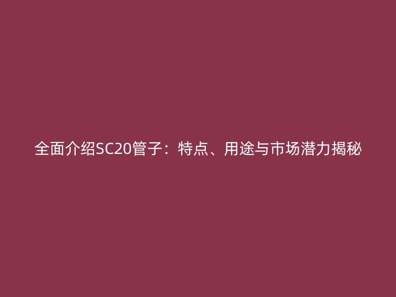 全面介紹SC20管子：特點、用途與市場潛力揭秘