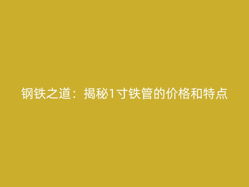 鋼鐵之道:揭秘1寸鐵管的價格和特點